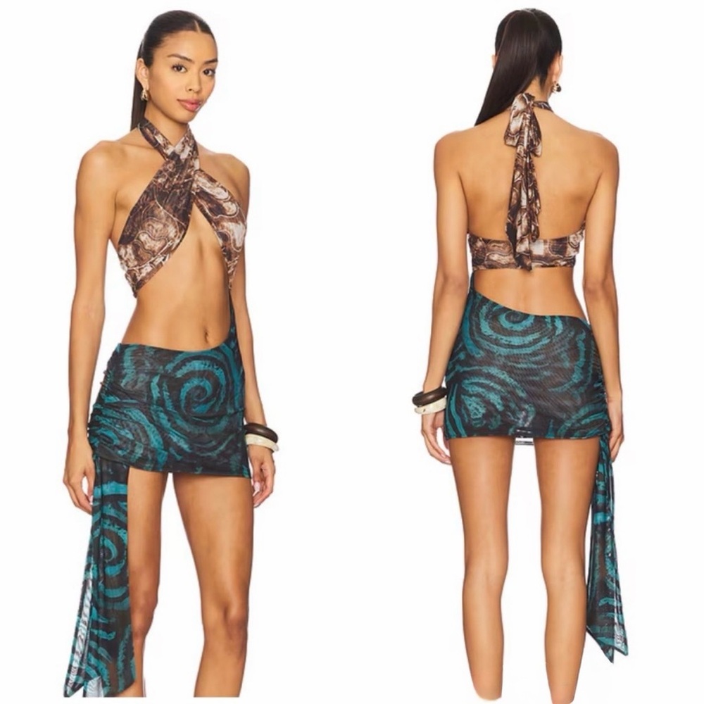 Jaded London Gina Halter Mini Dress in Batik Size US 0, UK 4
